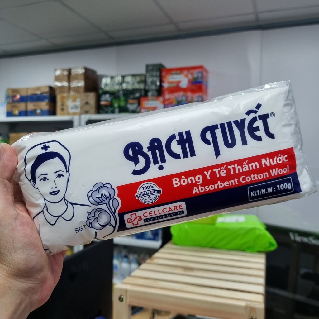 Bông y tế BẠCH TUYẾT 100g - 25g (Bông băng tiệt trùng xơ tự nhiên)