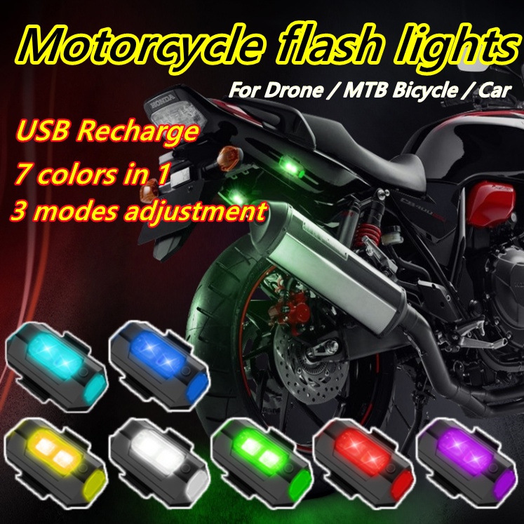 Xe máy Đèn Led 7 màu USB nạp tiền Nhấp Nháy tín hiệu ánh sáng cho xe đạp và bay không người lái