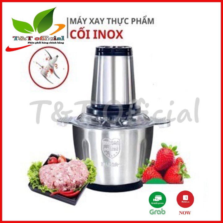 Máy Xay Thịt Cối Inox 4 Lưỡi Đa Năng,  Xay thịt, xay tỏi ới, xay rau củ quả, BẢO HÀNH 6 THÁNG!