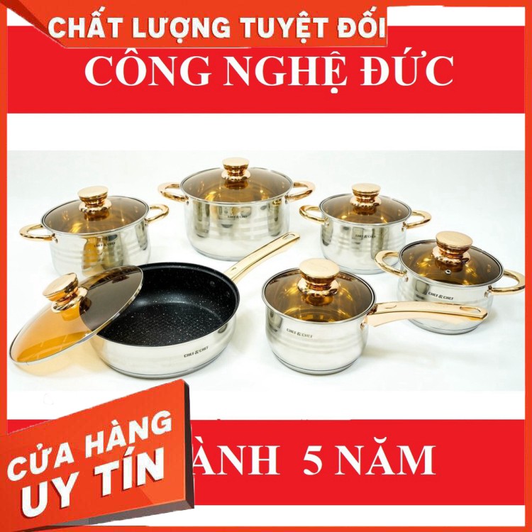 [HOT] BỘ NỒI 6 MÓN VUNG KÍNH CHEF &amp; CHEF CÔNG NGHỆ ĐỨC- P SHOP (HÀNG CHUẨN GIÁ ĐẸP)