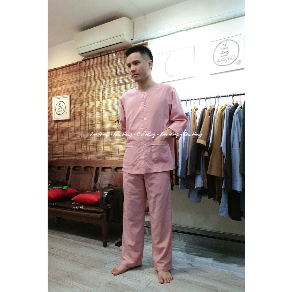 BỘ ĐỒ BÀ BA NAM NỮ TRUYỀN THỐNG # bộ đồ lam đi chùa đi chơi # bà ba xưa giản dị vải kate mát mịn dáng xuông B16 Hồng