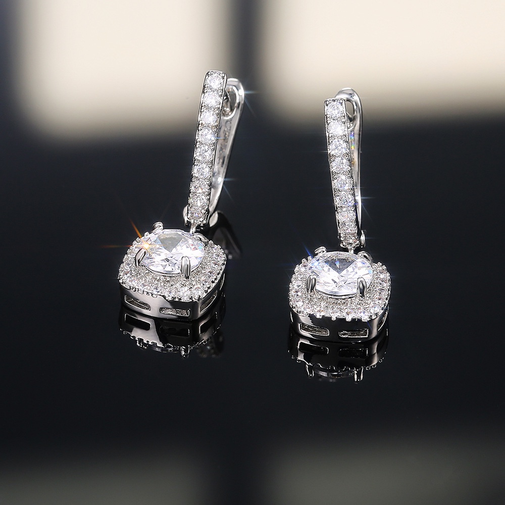 Bông Tai Mạ Bạc 925 Đính Đá Zircon Thời Trang Cho Nữ