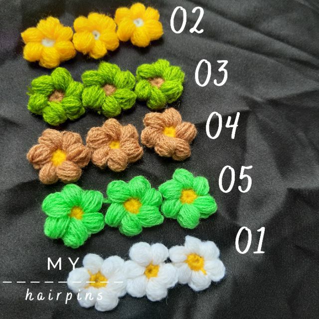 Kẹp tóc hoa len