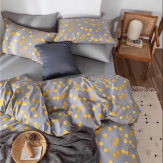 Bộ chăn ga gối cotton living cherry vàng