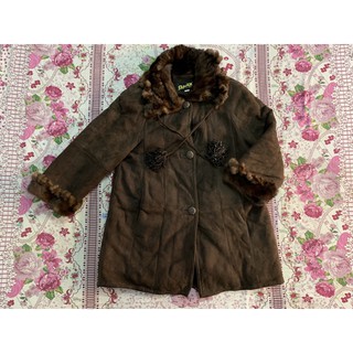 Thanh lý áo khoác da lộn lót lông rái cá toàn bộ 100% siêu đắc đỏ big size