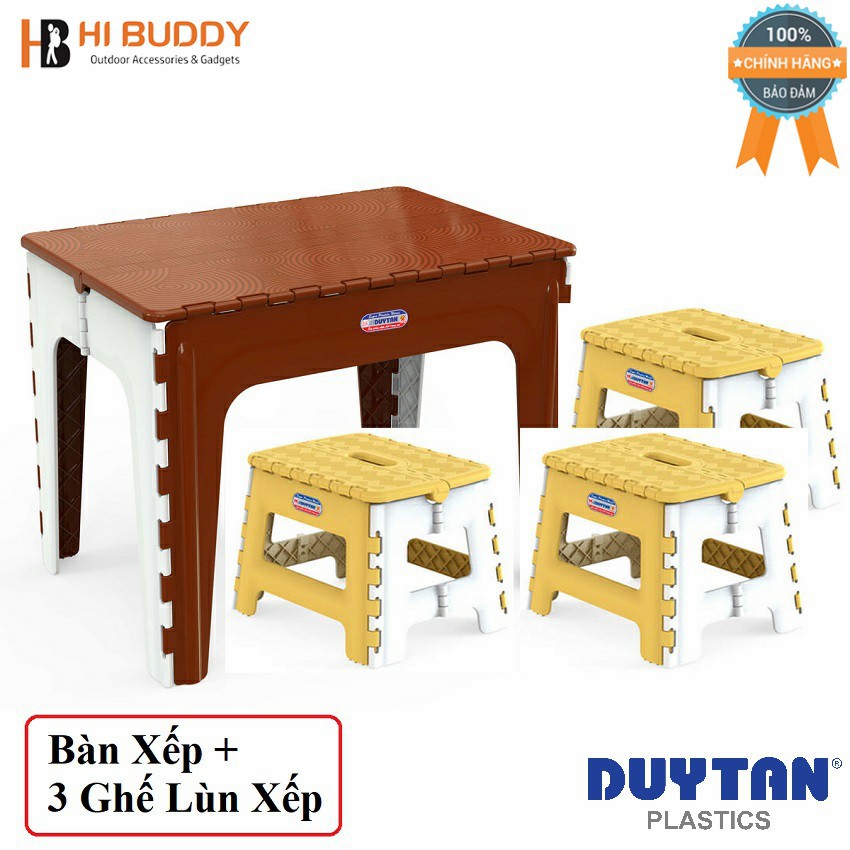 Combo Bàn Xếp Duy Tân (65 x 45 x 50 cm) No.947 và Ba Ghế Lùn Xếp Duy Tân (29.6 x 24 x 21.4 cm) No.944