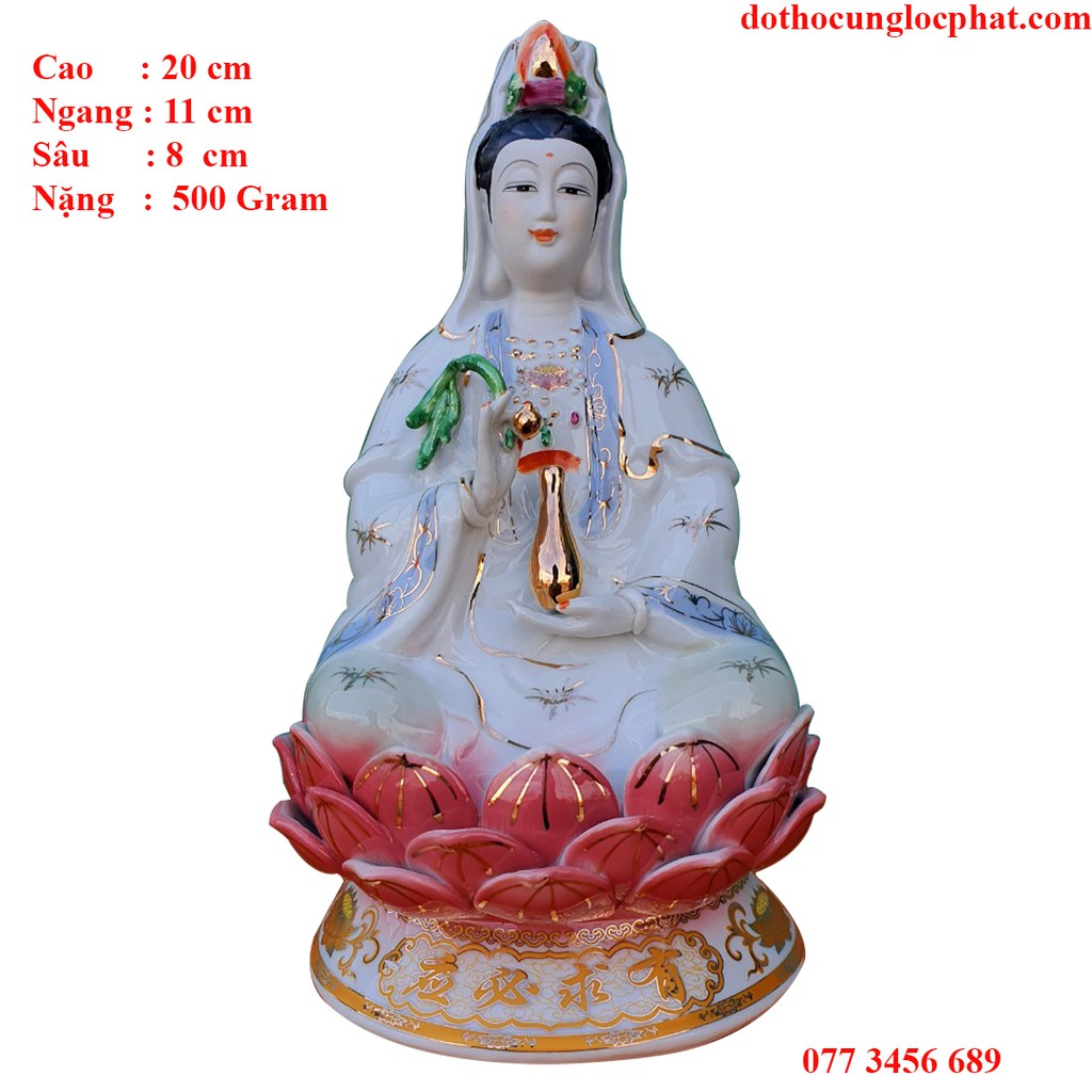 Tượng Phật Bà Quan Âm 8in Màu Xanh