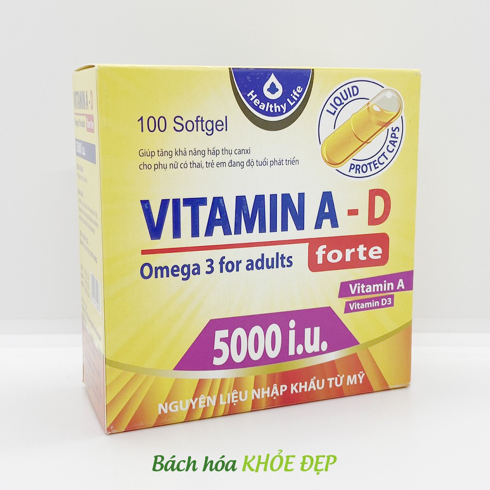 Viên uống Vitamin A D, Omega 3 tăng sức khỏe, khỏe mắt, đẹp da - Hộp 100 viên