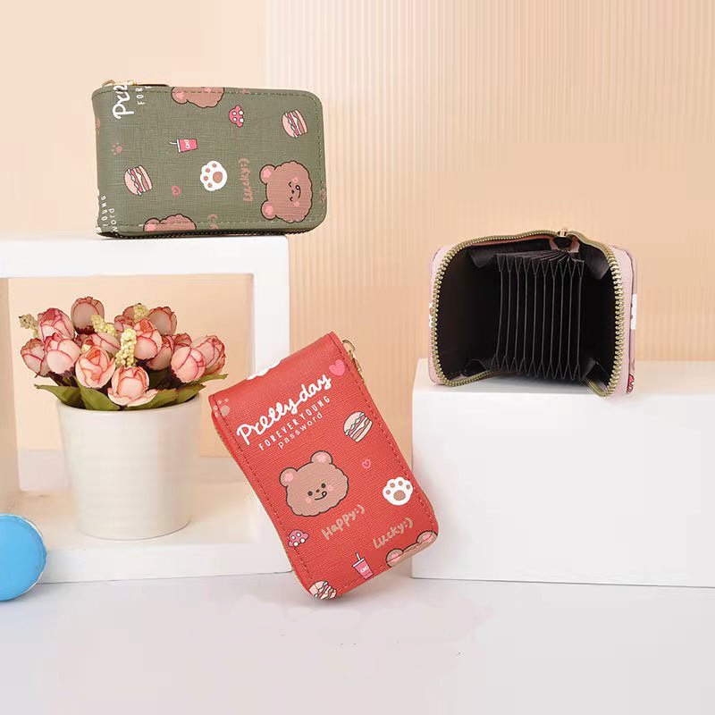 Ví mini PERFECT FOR YOU đựng thẻ in hình gấu hoạt hình dễ thương cho nam nữ