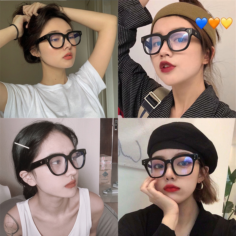 Kính Mát Gọng Vuông Màu Đen Chống Ánh Sáng Xanh Phong Cách Retro Thời Trang Cho Nữ