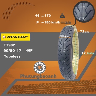 Lốp xe máy Dunlop 90/80-17 M/C 46P TT 902 Dành cho bánh trước Xe Exciter,Winner,GSX