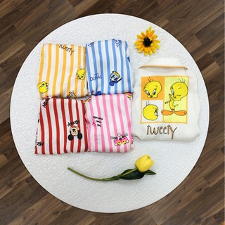 Bộ pijama lụa mịn thiết kế, họa tiết hoạt hình
