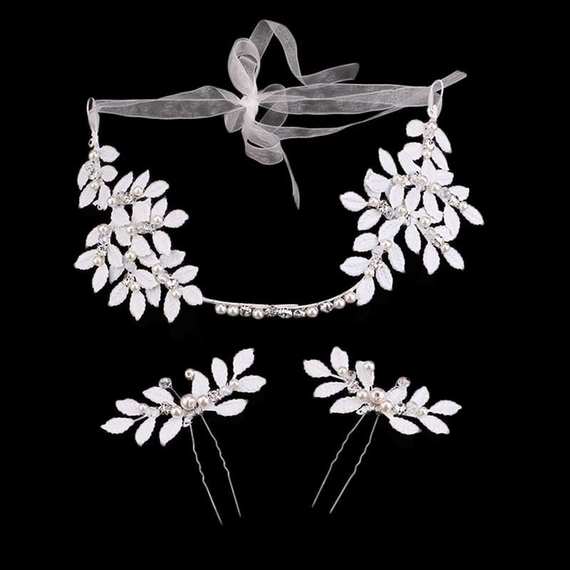 Dây cài tóc kim loại đính ngọc trai giả sang trọng cho cô dâu