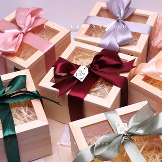 Hộp gỗ vuông nắp kính trong suốt - Woody Box - Hộp gỗ cửa sổ quà tặng (kèm nơ cao cấp)