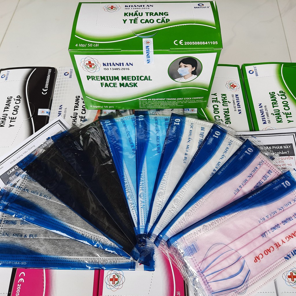 Hộp 50 cái khẩu trang y tế 4 lớp kháng khuẩn Khánh An tiệt trùng đóng túi riêng | BigBuy360 - bigbuy360.vn