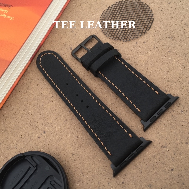 Dây da đồng hồ apple watch TEE LEATHER da bò thật, 2 lớp sang trọng - Dành Cho Series 6 | 5 | 4 | 3 | 2 | 1