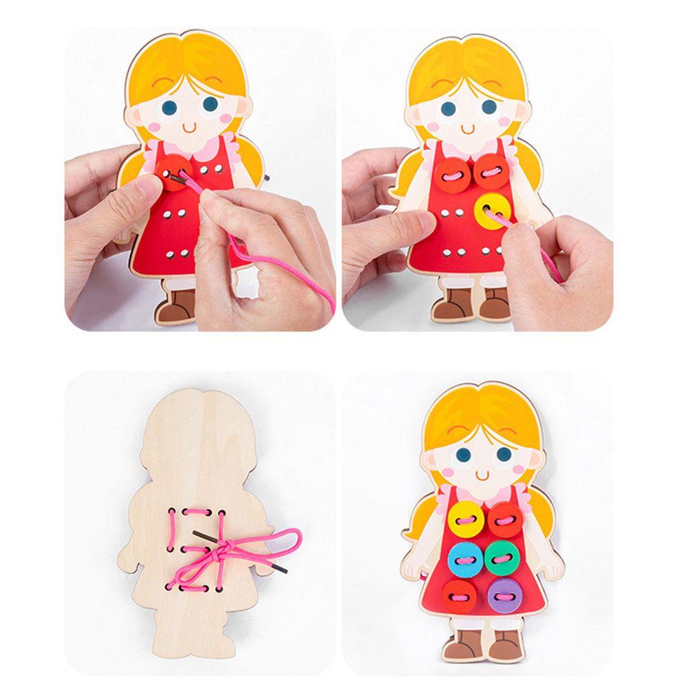 [COD] Đồ Chơi Dây Thừng Bằng Gỗ Nhiều Màu Sắc Kỹ Năng Sống Montessori Khóa Nút Giáo Dục Sớm Cho Trẻ Em