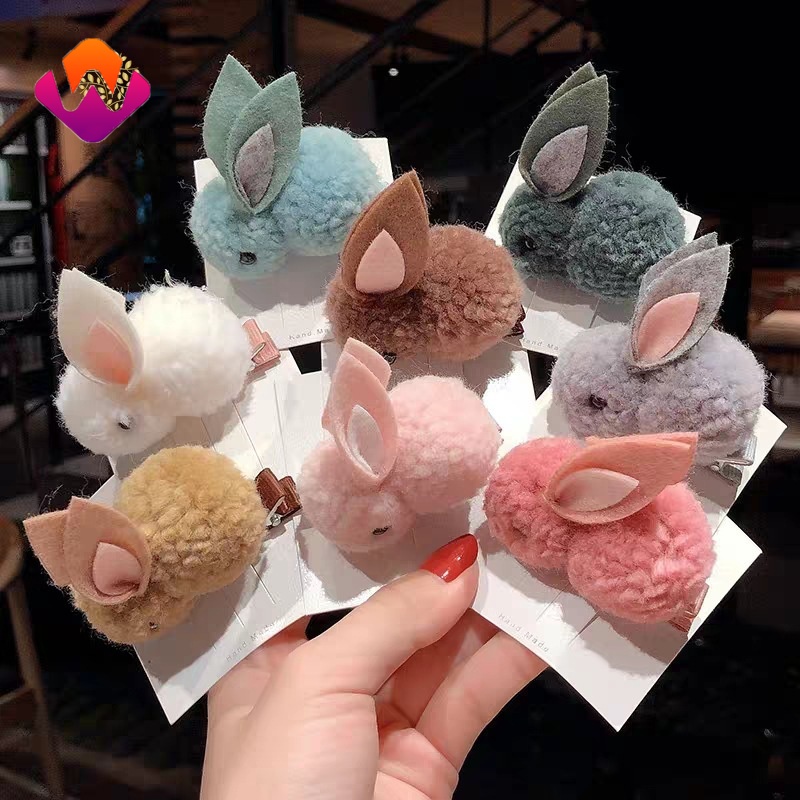 HSUKẹp tóc thiết kế thỏ bông 3D dễ thương thời trang cho bé gái YKD HSU