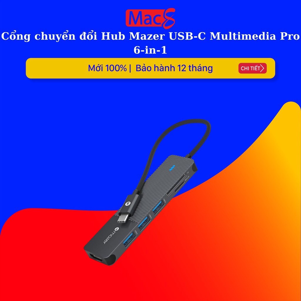 Cổng chuyển đổi Hub Mazer USB-C Multimedia Pro 6-in-1