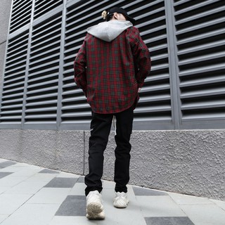 Áo Sơ Mi Hooded Flannel Jacket Màu Đỏ