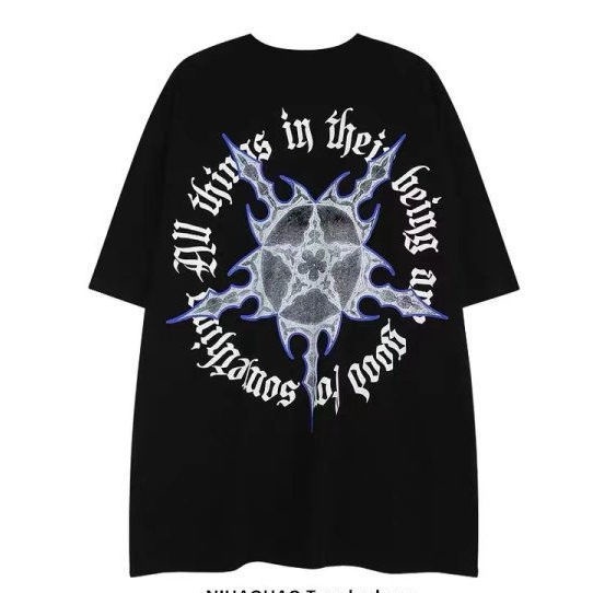 Áo Thun 100% Cotton Nguyên Chất Cổ Tròn Màu Tối Thời Trang Đường Phố Âu Mỹ Mùa Hè Mới