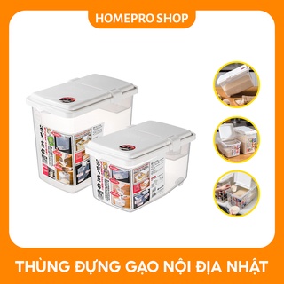 Hộp đựng gạo nắp bật nội địa nhật Bản INOMATA có bánh xe