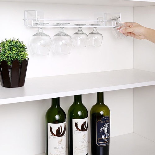 Giá treo 6 ly rượu vang dán tường, dán tủ bếp siêu chắc
