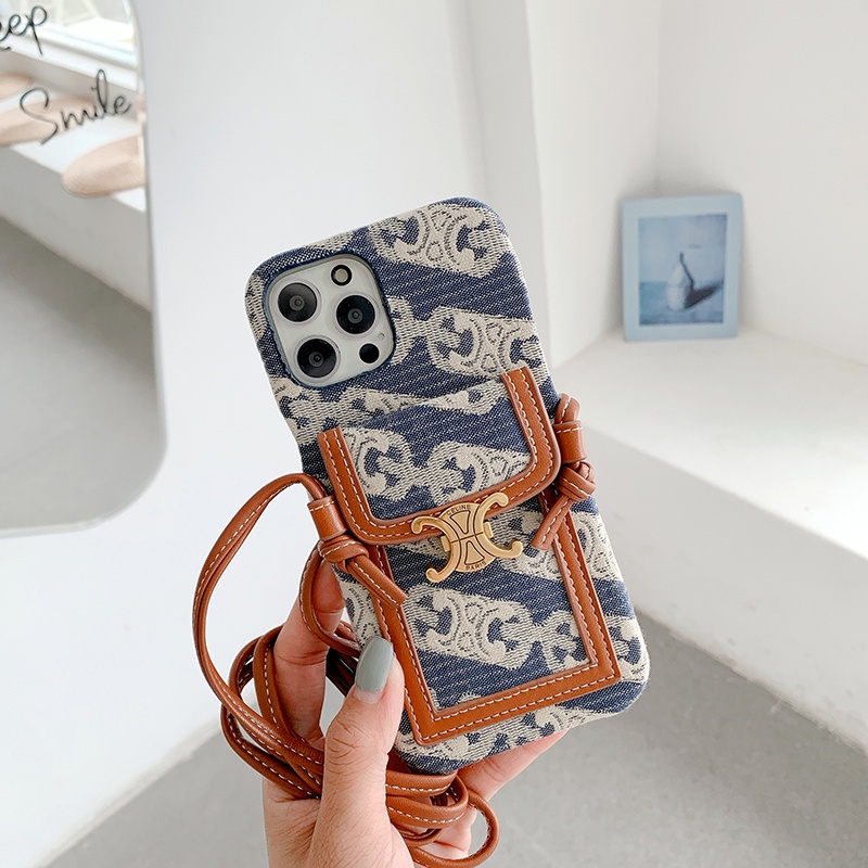 Thẻ Bao Da Điện Thoại Có Dây Đeo Cho iphone 11 12 pro max 13 pro max 14 pro max 15 pro max 14 plus