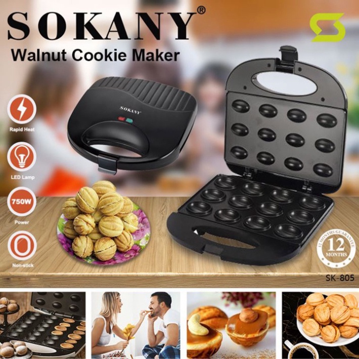 Máy làm bánh hạt dẻ, bánh hạt óc chó Chính hãng Sokany 12 Lỗ