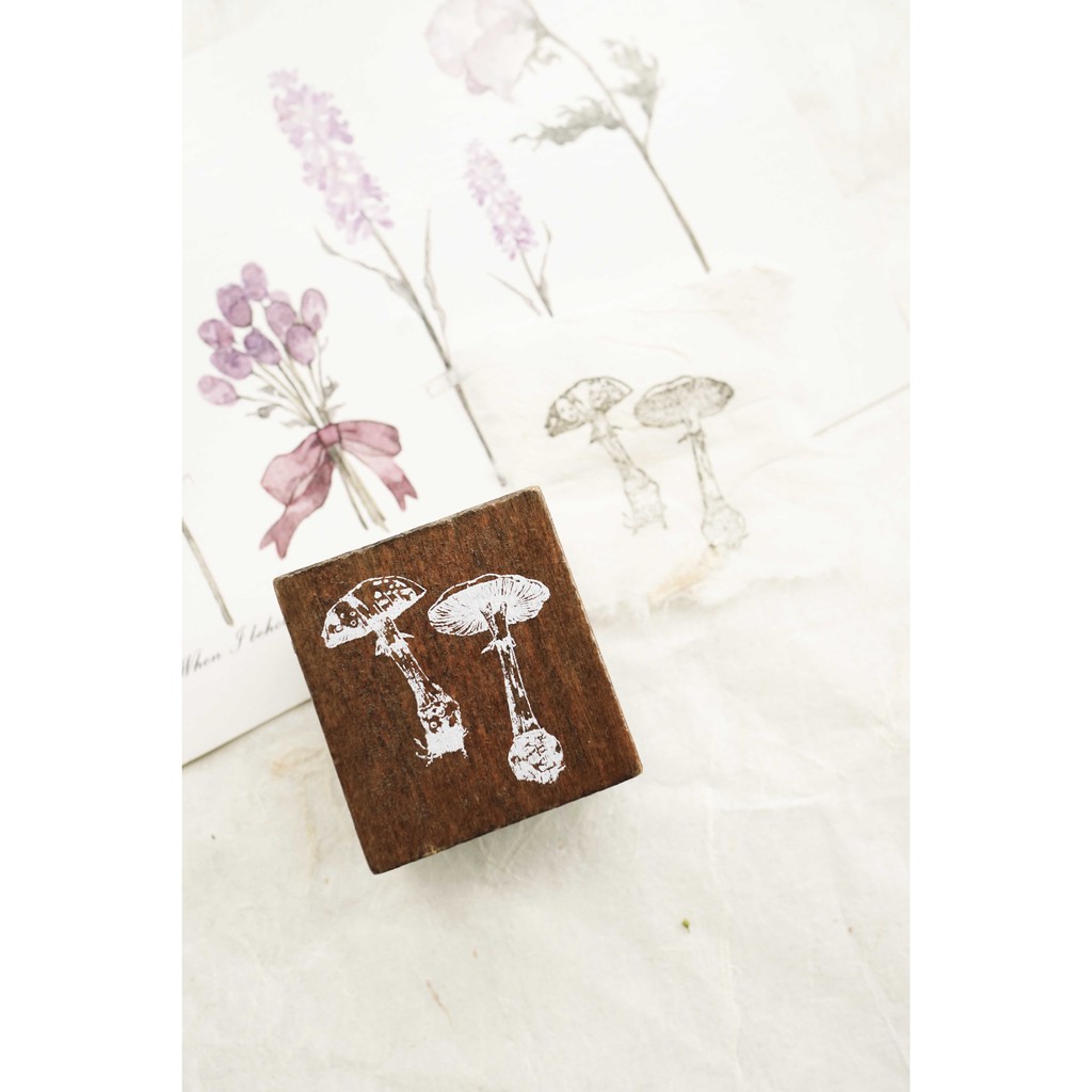 Con dấu gỗ trang trí sổ - Mẫu hoa lá vintage