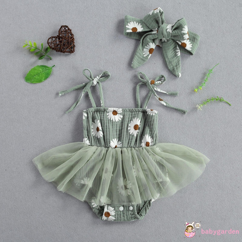 Bộ Áo Liền Quần Họa Tiết Hoa Cúc Cho Bé Gái