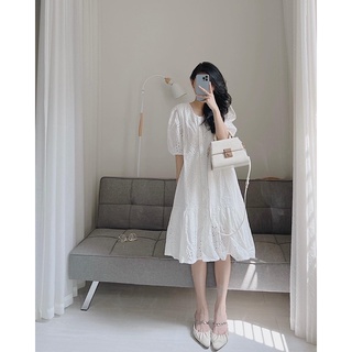 Váy dài đuôi cá hoa dập Samhyewear