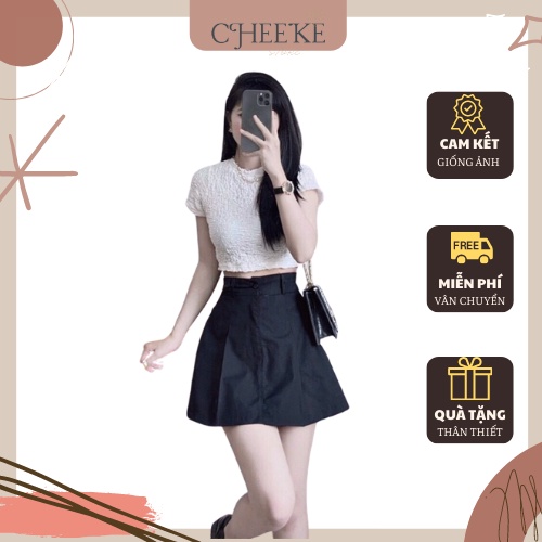 [ Có Video + Ảnh Thật ] Quần Giả Váy Vải Kaki Cheeke House Mã 866