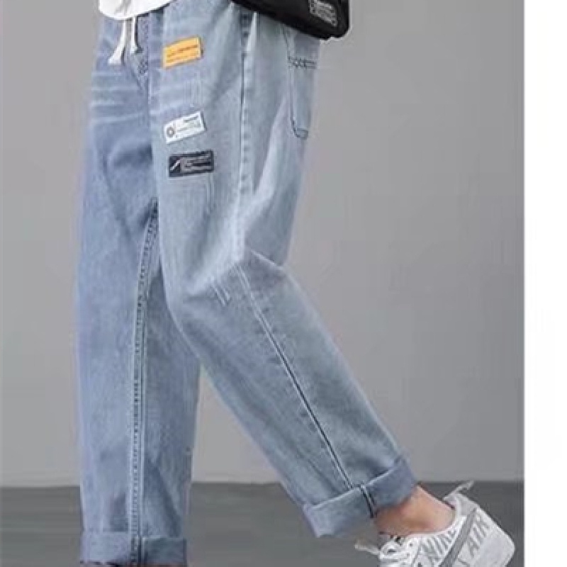 Quần jeans Ống Rộng Lưng Thun Thoải Mái Phong Cách Thời Trang Nhật Bản Cho Nam Giới size S-3XL