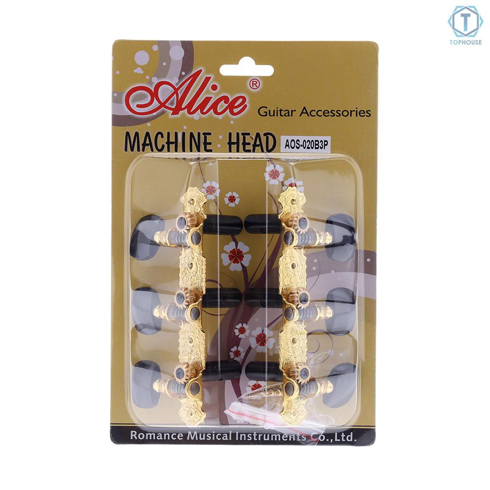 Set 2 chốt chỉnh dây đàn guitar AOS-020B3P mạ vàng thiết kế 3 khóa cổ điển