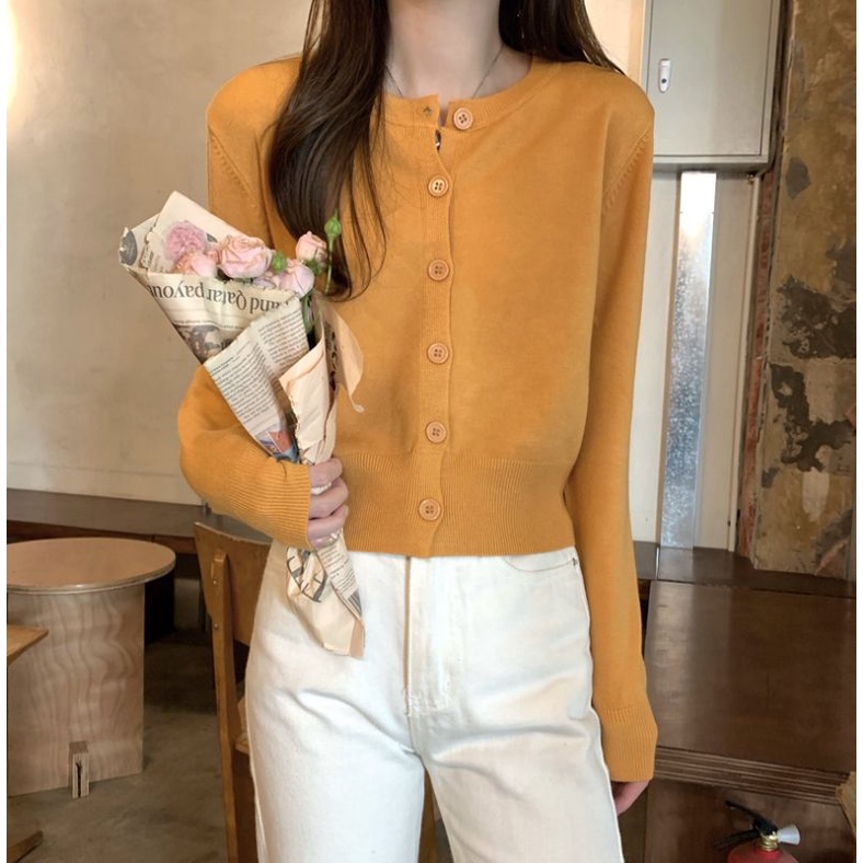 Áo cardigan trơn nhiều màu phong cách basic
