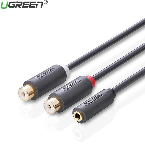 Cáp Chuyển Đổi 3.5mm Cái sang 2 Đầu RCA Cái UGREEN 10562 - Hàng Chính Hãng