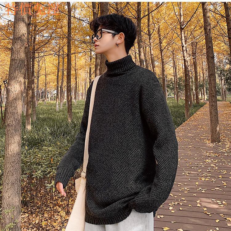 Áo Sweater Dệt Kim Cổ Lọ Dáng Rộng Phối Nhung Dày Cá Tính Cho Nam | BigBuy360 - bigbuy360.vn