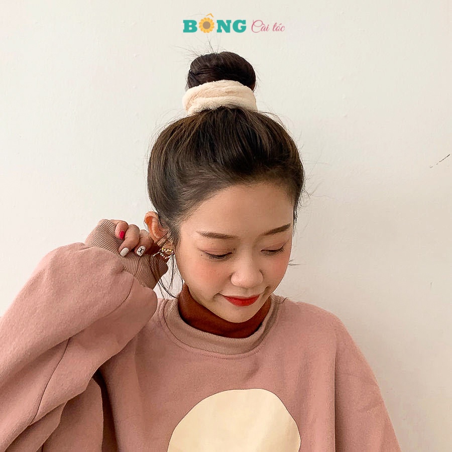 Scrunchies lông nhung màu sắc pastel phong cách Hàn Quốc SR30 - Scrunchies BÔNG Cài Tóc