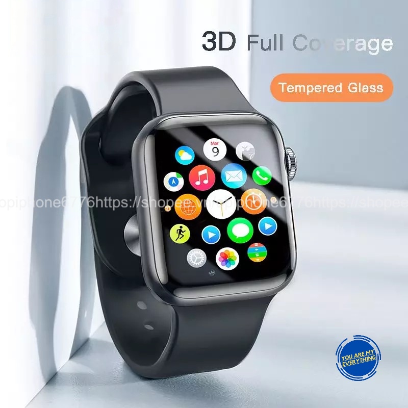 Kính cường lực 3D dán bảo vệ màn hình đồng hồ thông minh dành cho Apple Watch 38mm 42mm 40mm 44mm