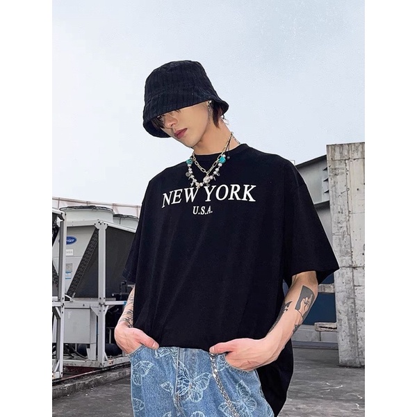 ÁO THUN TAY LỠ NEW YORK COTTON 100% (hình chụp thật)