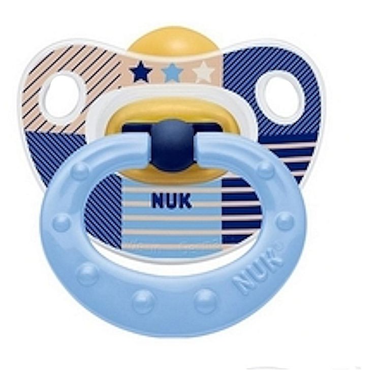 Ty ngậm Nuk Classic cao su/silicone đôi đủ size (màu ngẫu nhiên).