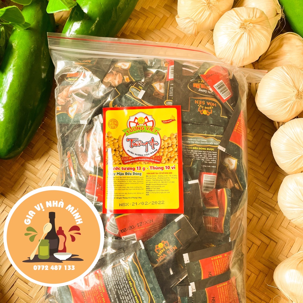 NƯỚC TƯƠNG DẠNG GÓI MÀU HOA SEN 10GR/100GÓI/LÓC