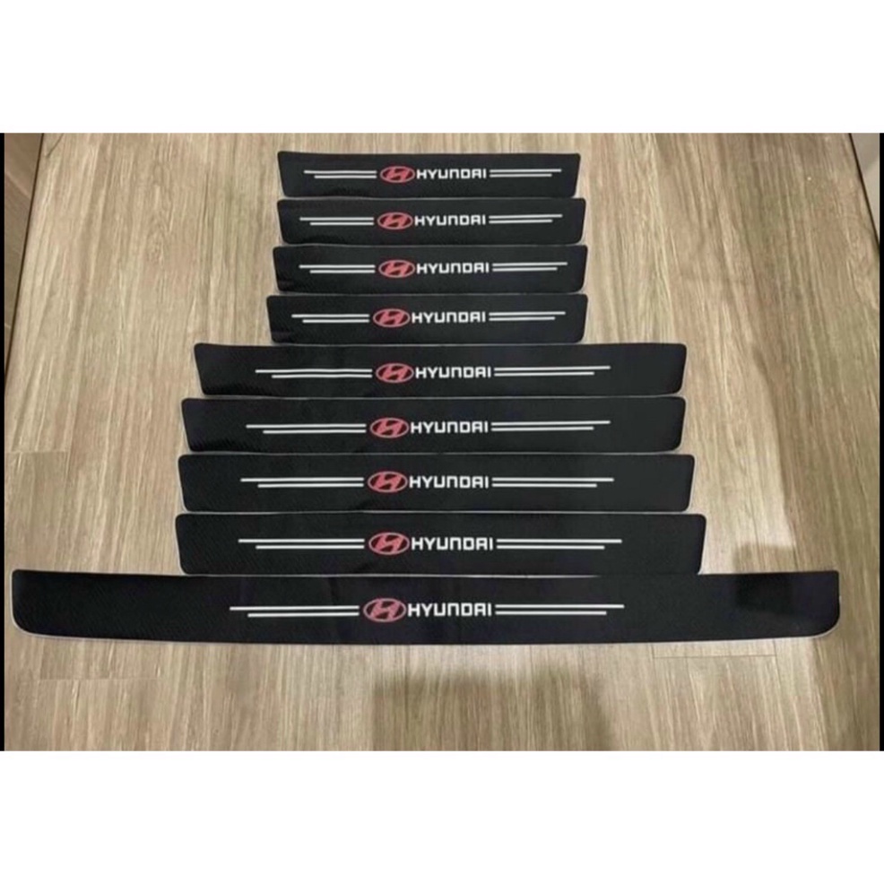 Sét 9 miếng dán bậc cửa  có vân carbon dán full keo chống trầy tốt- Đủ các hãng xe