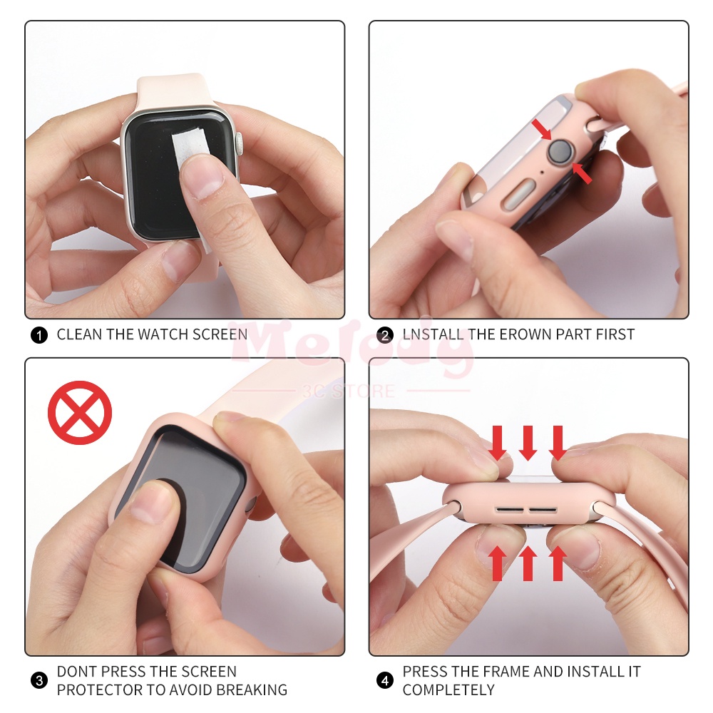 Ốp mặt đồng hồ kèm miếng dán bảo vệ mặt đồng hồ Apple Watch iWatch 6 5 4 3 SE 44mm 40mm 42mm 38mm