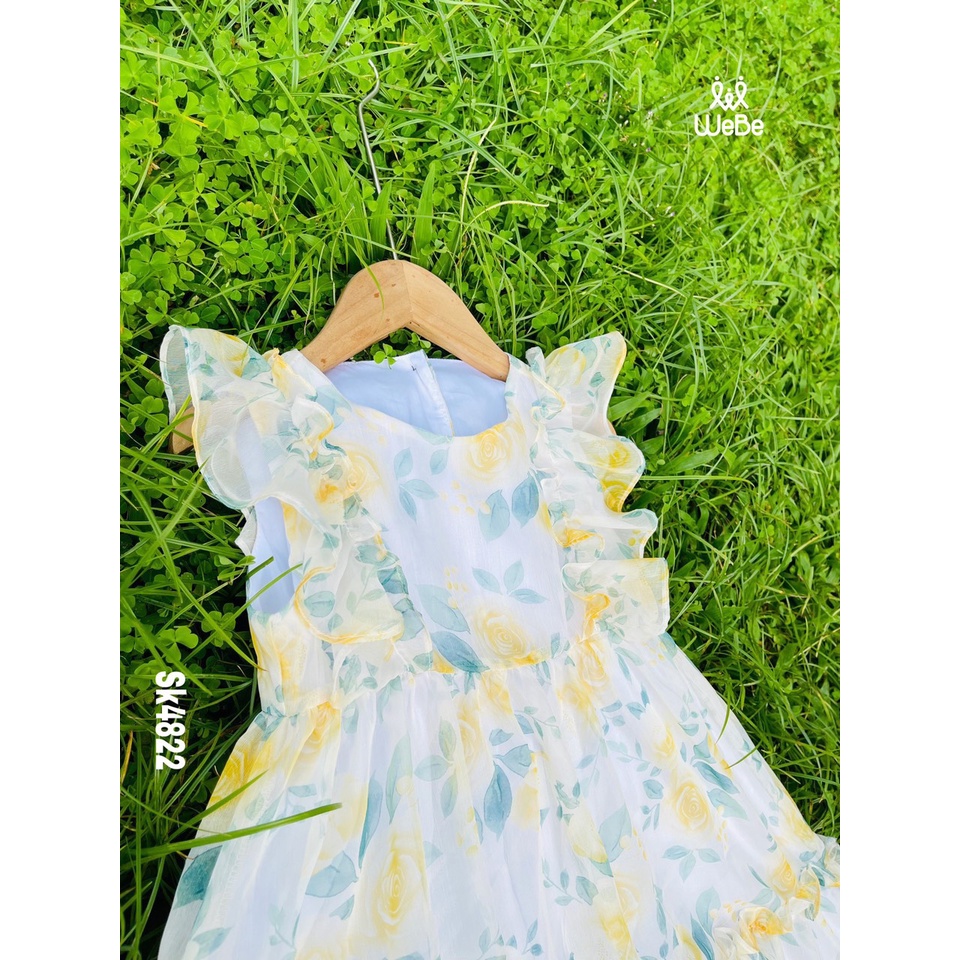 Váy tơ voan webe hoa hồng siêu xinh cho bé