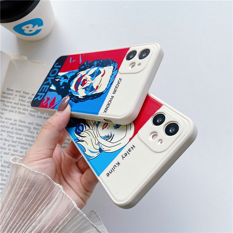 DC Comic Characters Harley Joker Couple Phone Case iPhone 12 Pro Max 12 Mini 11 Pro Max Soft TPU Silicone Square Cover iPhone 6 6s 7 8 Plus SE 2020 X XS MAX XR