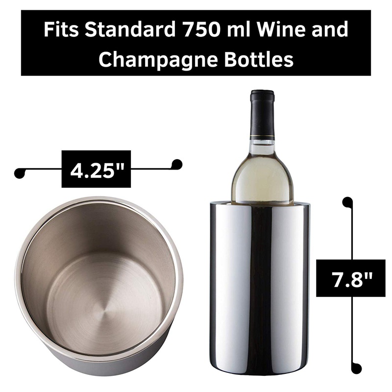 Thùng Đựng Rượu Giữ Lạnh 750ml Giữ Lạnh Cho Bình Rượu Vang | Bình Đựng Rượu Làm Lạnh / Sâm Panh Bằng Thép Không Gỉ Không Thấm Mồ Hôi