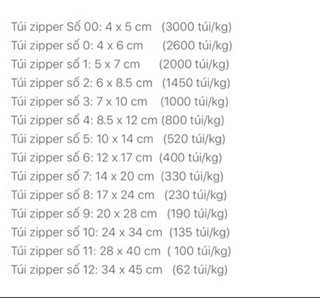 1kg túi zip chọn size
