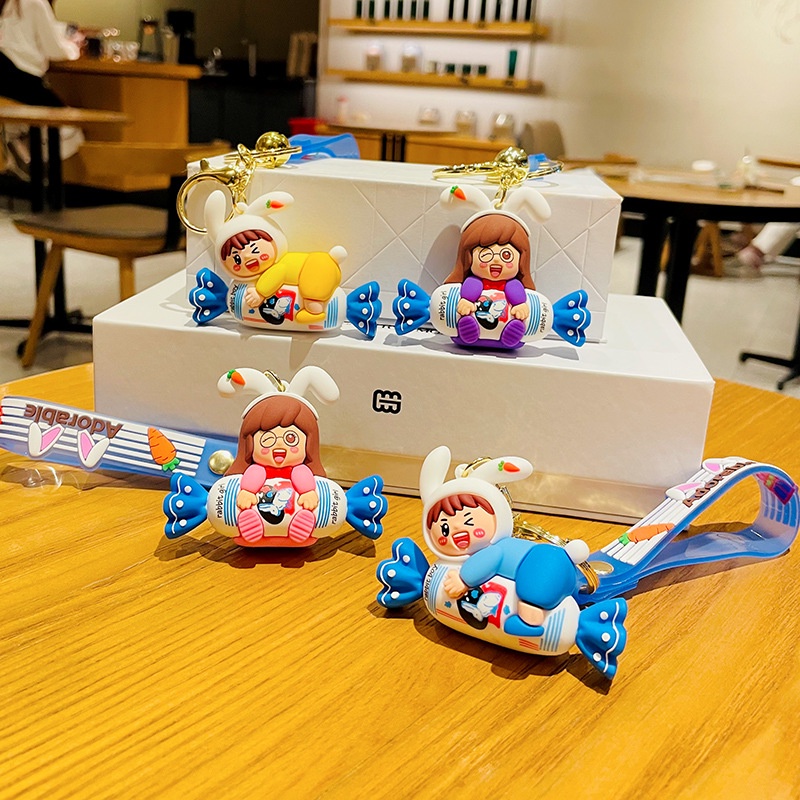 Móc Khóa Hình Thỏ Trắng Hoạt Hình Dễ Thương